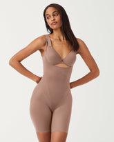 SPANXshapeâ„¢ Invisible Open-Bust Mid-Thigh Bodysuit | Cafe Au Lait