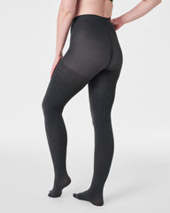 SPANXshape™ Rib Knit Shorty Tights | Charcoal Heather Cozy Rib