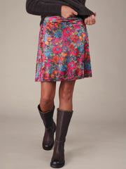 Too Cute Velvet Mini Skirt - Drawn Garden Charcoal