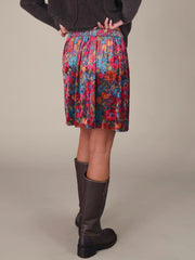 Too Cute Velvet Mini Skirt - Drawn Garden Charcoal