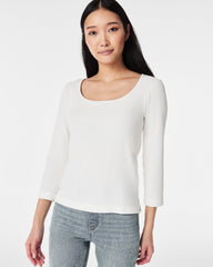 Stretch Rib Long-Sleeve Top | Powder