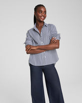 SPANX® Poplin Oversized Button-Up Shirt | Classic White/Timeless Navy
