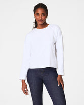 SPANX® Cotton Long Sleeve Crewneck Top | Classic White