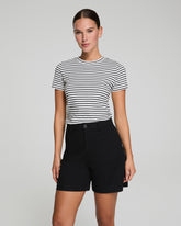 SPANX® Cotton Crewneck Tee | Classic Black Stripe