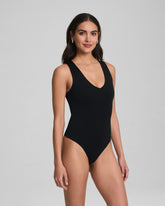 SPANXsmoothâ„¢ Jersey V-Neck Thong Bodysuit | Classic Black