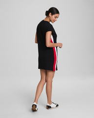 SPANX AirEssentials® Colorblock Mini T-Shirt Dress | Very Black/Powder/Spanx Red