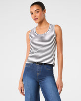 SPANX® Cotton Crewneck Tank Stripe | Classic White Stripe