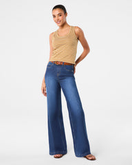 SPANX® Cotton Crewneck Tank Stripe | Flax Powder Stripe