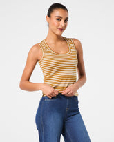 SPANX® Cotton Crewneck Tank Stripe | Flax Powder Stripe