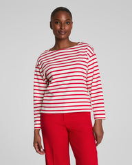 SPANX® Cotton Boatneck Top | Ivory/Spanx Red