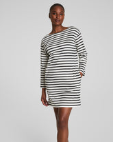 SPANX® Cotton Boatneck Mini Dress | Ivory/Classic Black