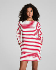 SPANX® Cotton Boatneck Mini Dress | Ivory/Spanx Red