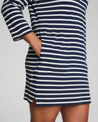 SPANX® Cotton Boatneck Mini Dress | Ivory/Timeless Navy