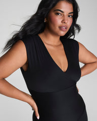 SPANXsmooth™ Jersey V-Neck Ruched Tank | Classic Black