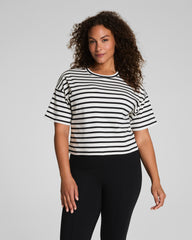 SPANX® Cotton Cropped Tee | Ivory/Classic Black