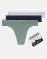 SPANXsmooth™ Fit-To-You Thong 3-Pack Box | Fern/Timeless Navy/Sky