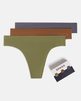 SPANXsmooth™ Fit-To-You Supima® Cotton Thong 3-Pack Box | Olive Leaf/Walnut/Earth Stone