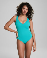 SPANXshape™ Swim Pique Plunge One-Piece | Juniper