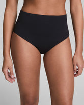 SPANXshapeâ„¢ Swim Pique Hi-Rise Cheeky Bottom | Very Black