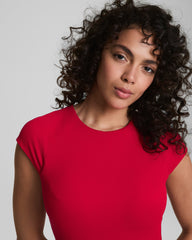 SPANXshape™ Swim Pique High Neck Short Sleeve One-Piece | Spanx Red