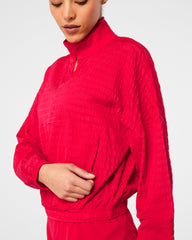 SPANX® Get Moving Textured Half Zip | Spanx Red