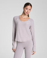 SPANX® SoftStretch Long Sleeve V-Neck Top | Coastal Fog / Light Coastal Fog