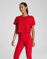 SPANX® Outpace Cropped Tee | Spanx Red