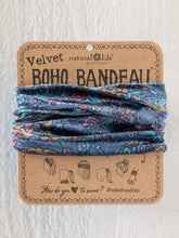 Velvet Boho Bandeau® Headband - Retro Paisley Navy