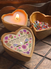 Wooden Heart Surprise Candle - Folk Flower