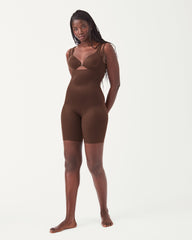 SPANXshape™ Invisible Open-Bust Mid-Thigh Bodysuit | Chestnut Brown
