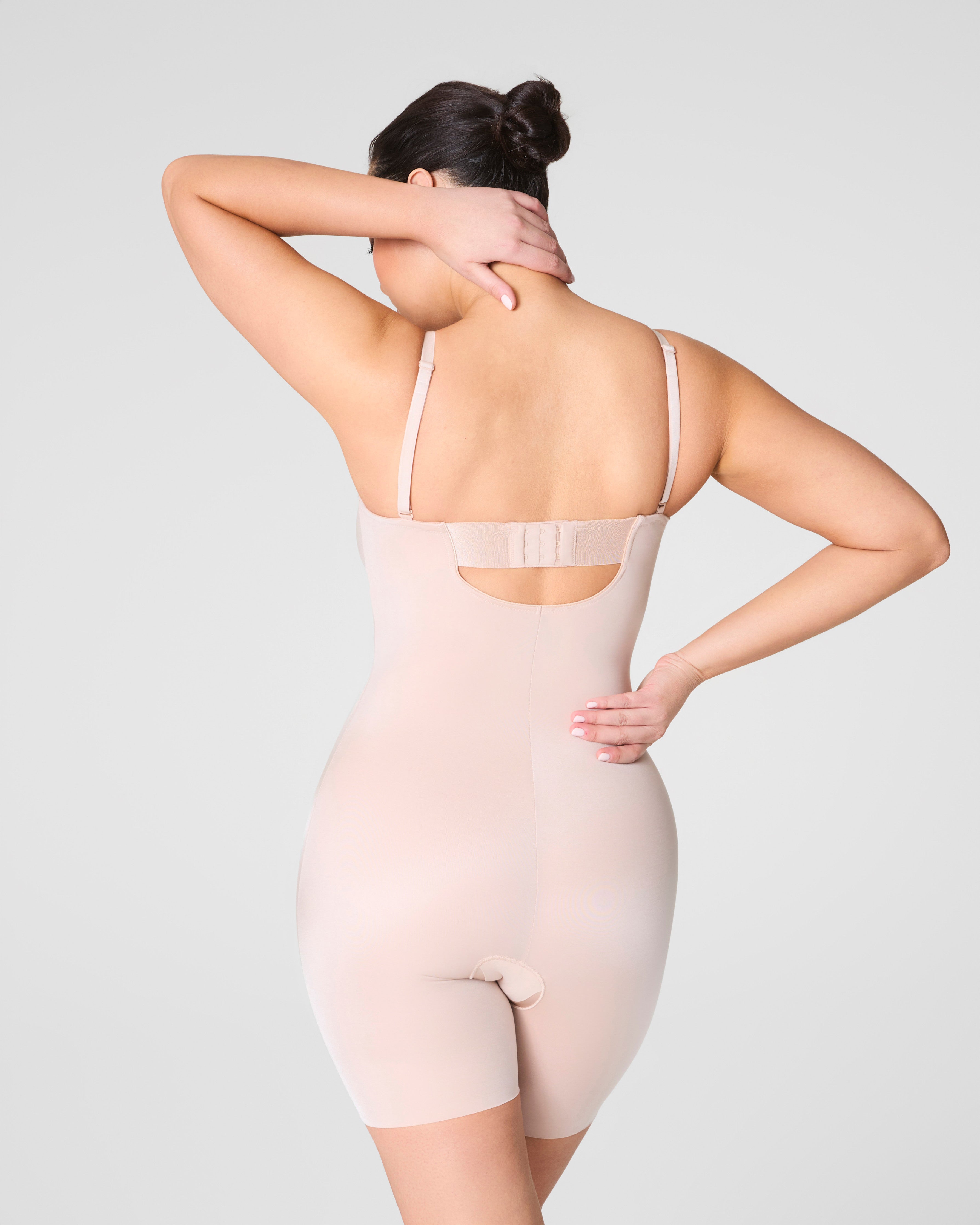 SPANXshape™ Suit Your Fancy Strapless Cupped Mid-Thigh Bodysuit | Champagne Beige