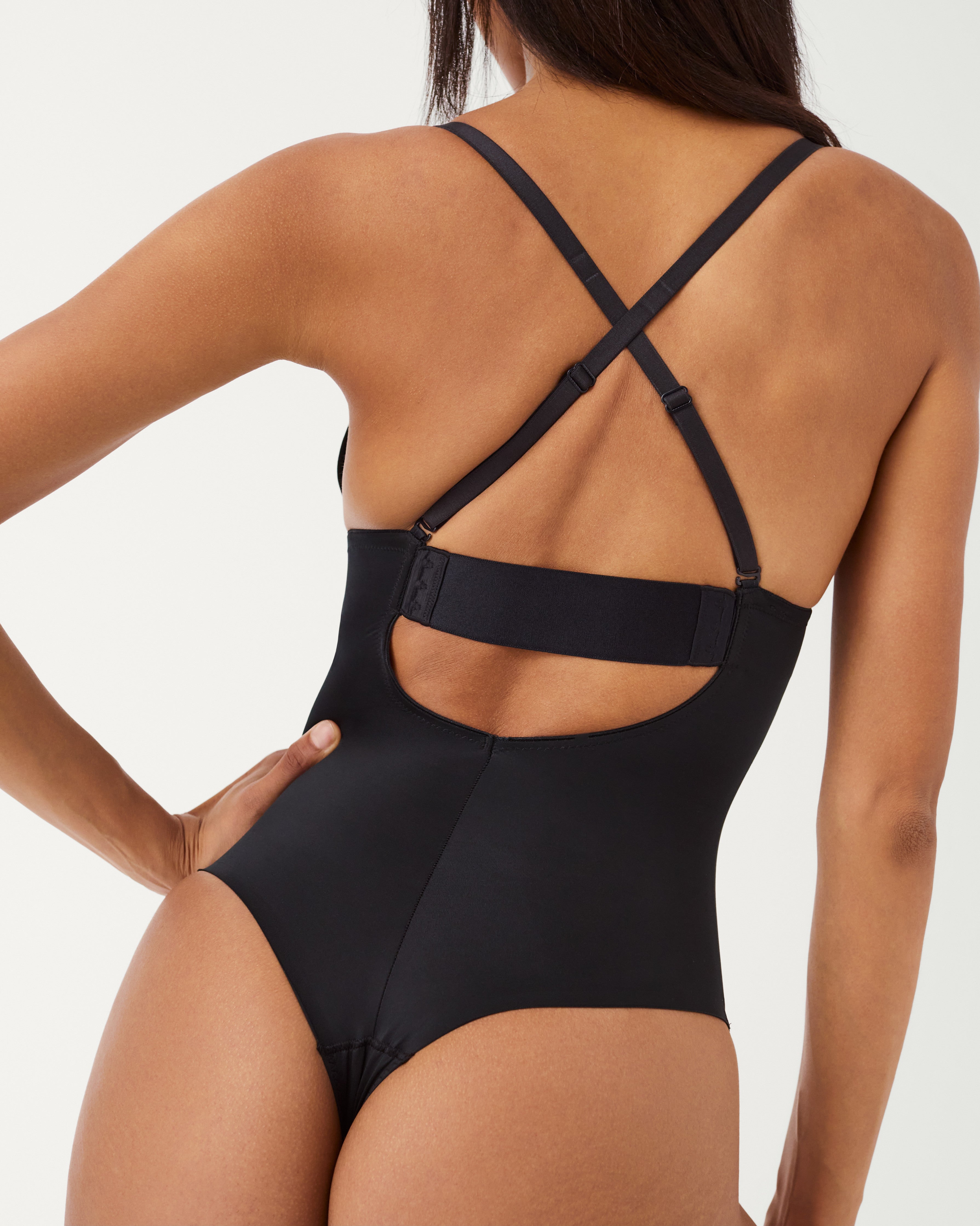 SPANXshape™ Suit Your Fancy Plunge Low-Back Thong Bodysuit | Very Black