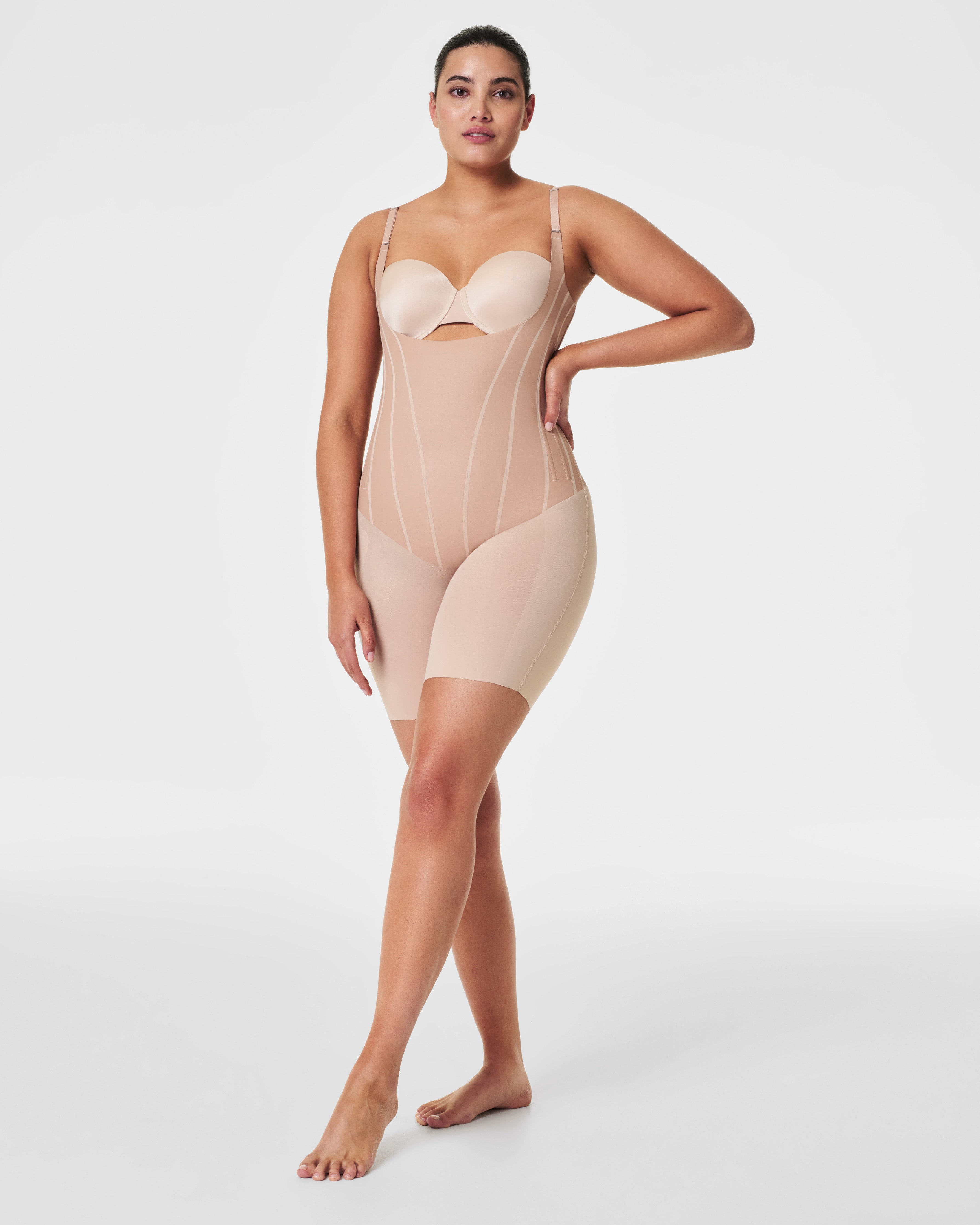 SPANXsupersculpt™ TotalContour Open-Bust Mid-Thigh Bodysuit | Natural Bronze