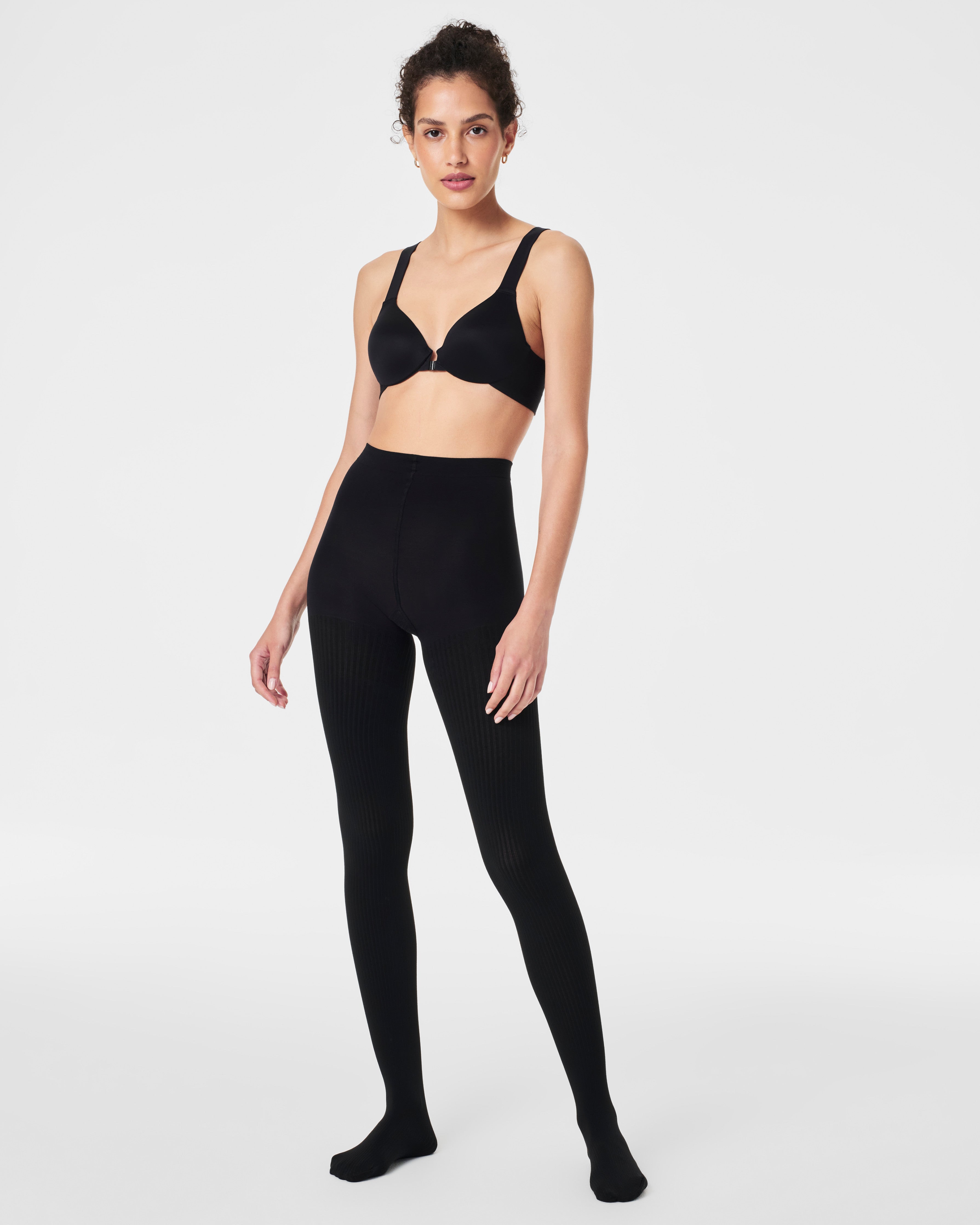 SPANXshape™ Rib Knit Shorty Tights | Very Black