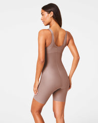 SPANXshape™ Satin-X™ Open-Bust Mid-Thigh Bodysuit | Cafe Au Lait