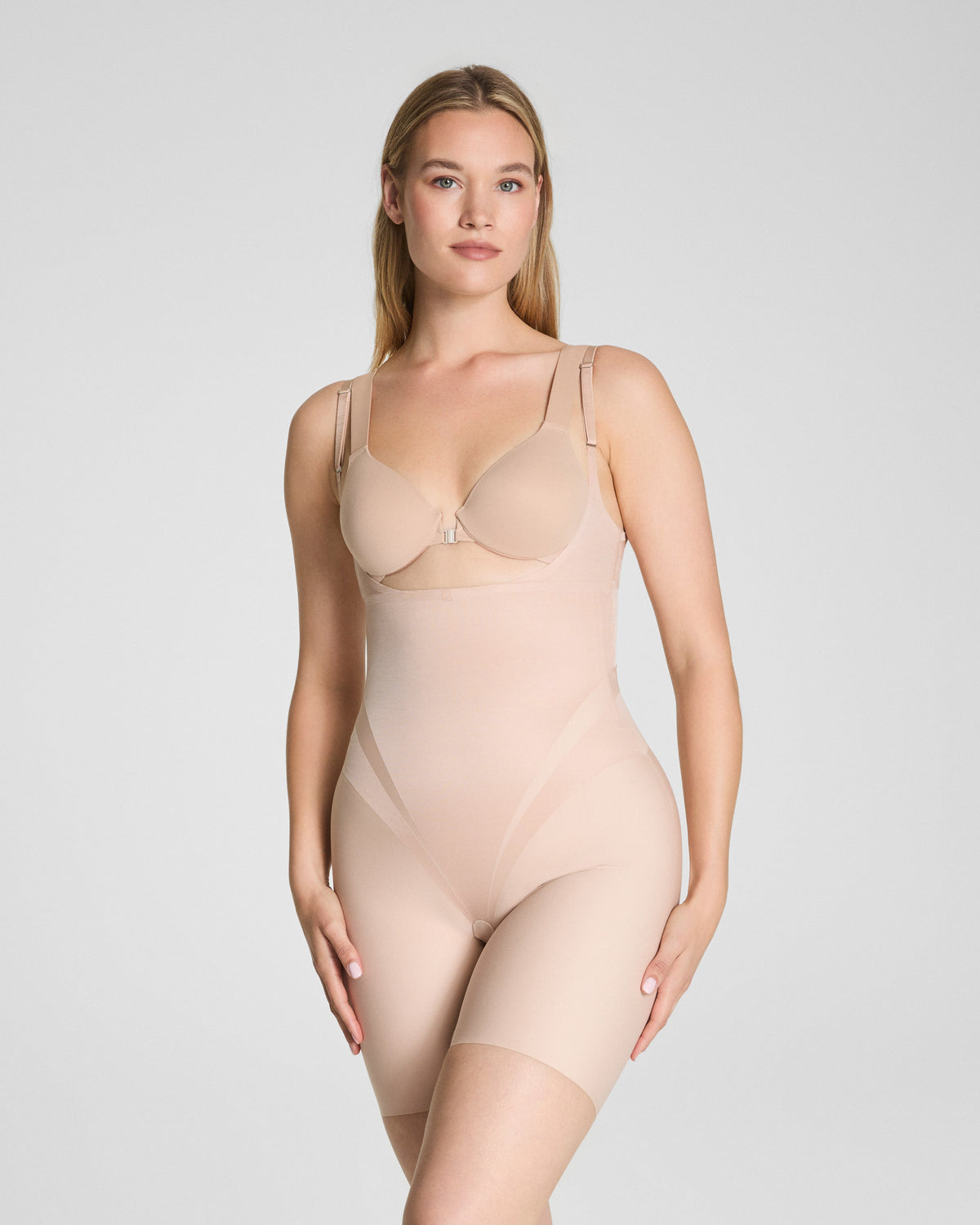 SPANXsupersculpt™ Transform Open-Bust Mid-Thigh Bodysuit | Champagne Beige