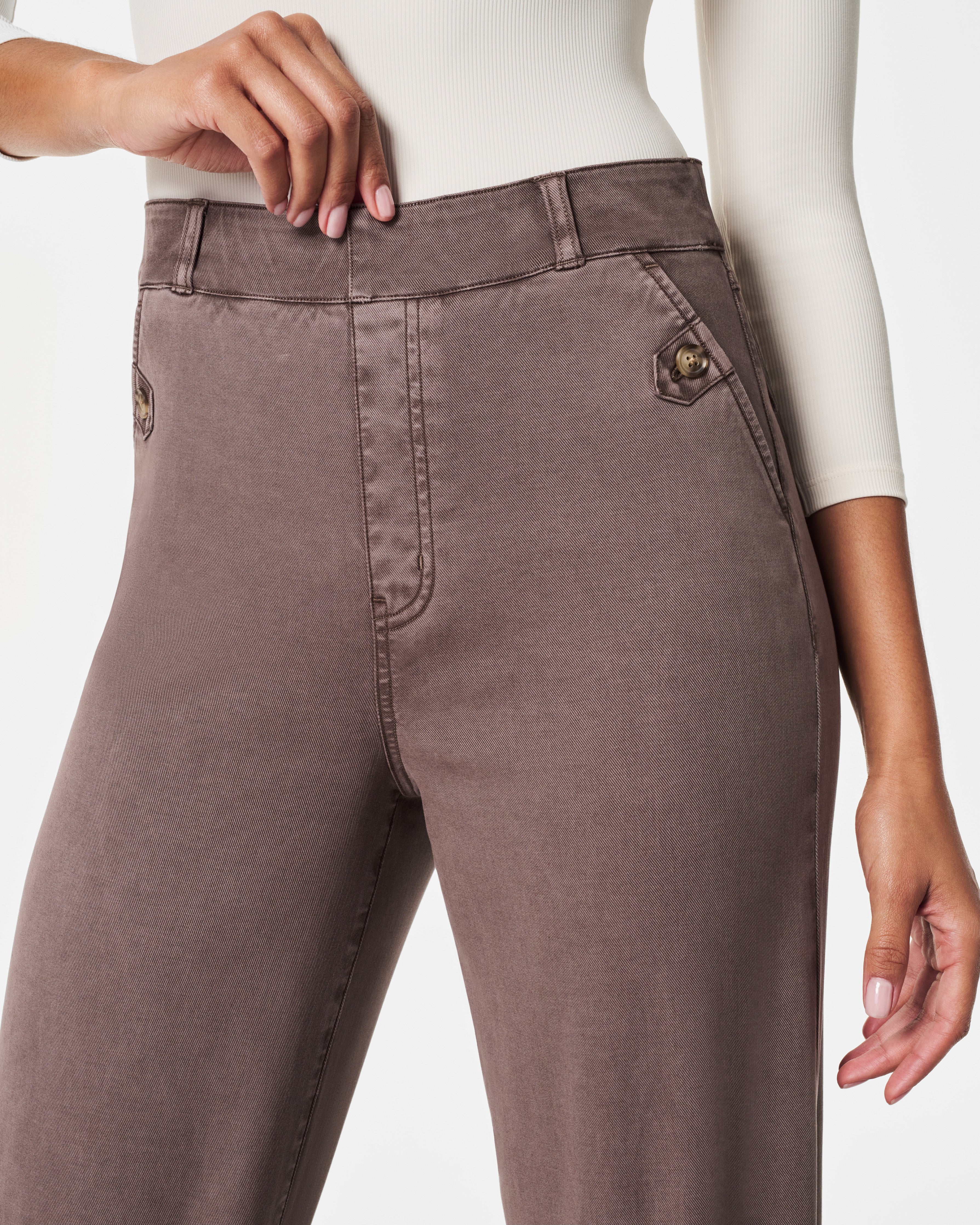 SPANX® Stretch Twill Pull-On Cropped Pant | Smoke