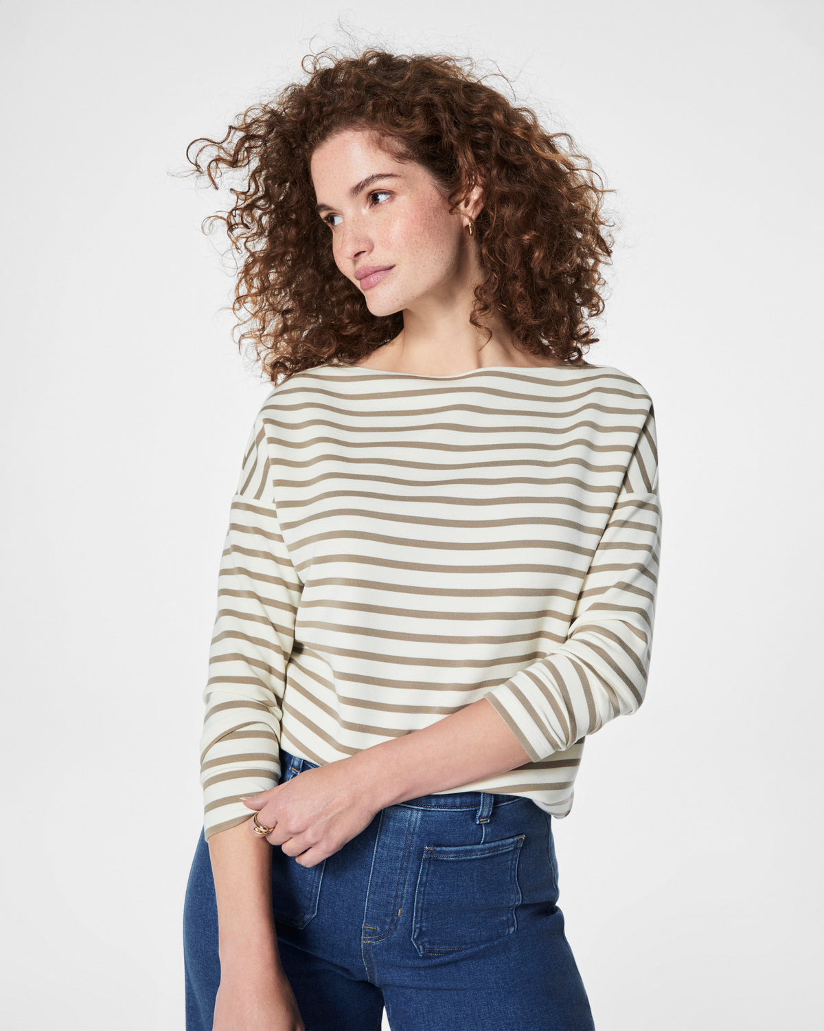 SPANX AirEssentials® Boat Neck Top | Fawn Stripe