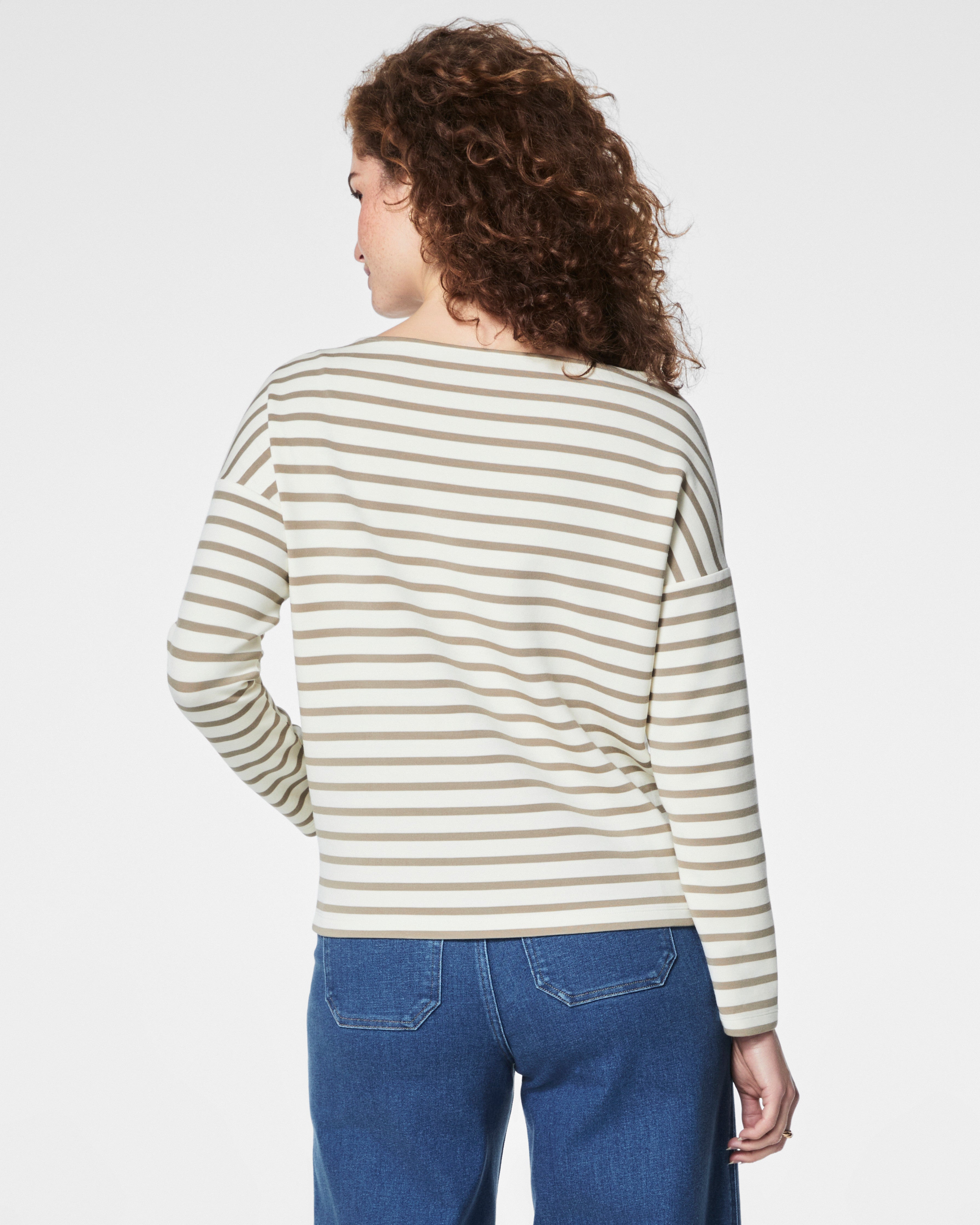 SPANX AirEssentials® Boat Neck Top | Fawn Stripe