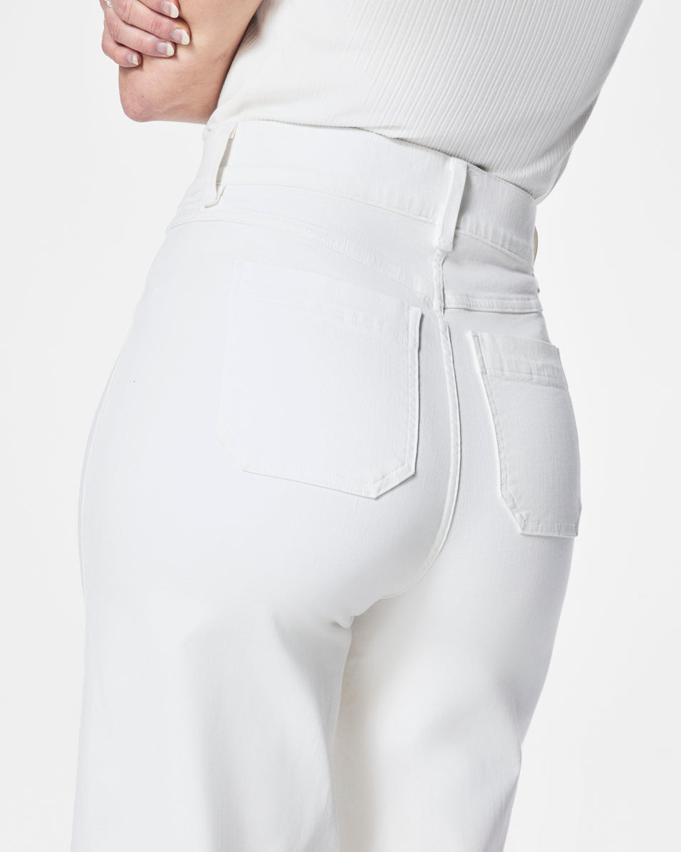 SPANXshape™ Original EveryWear Cropped Wide Leg Jeans with Patch Pockets | White