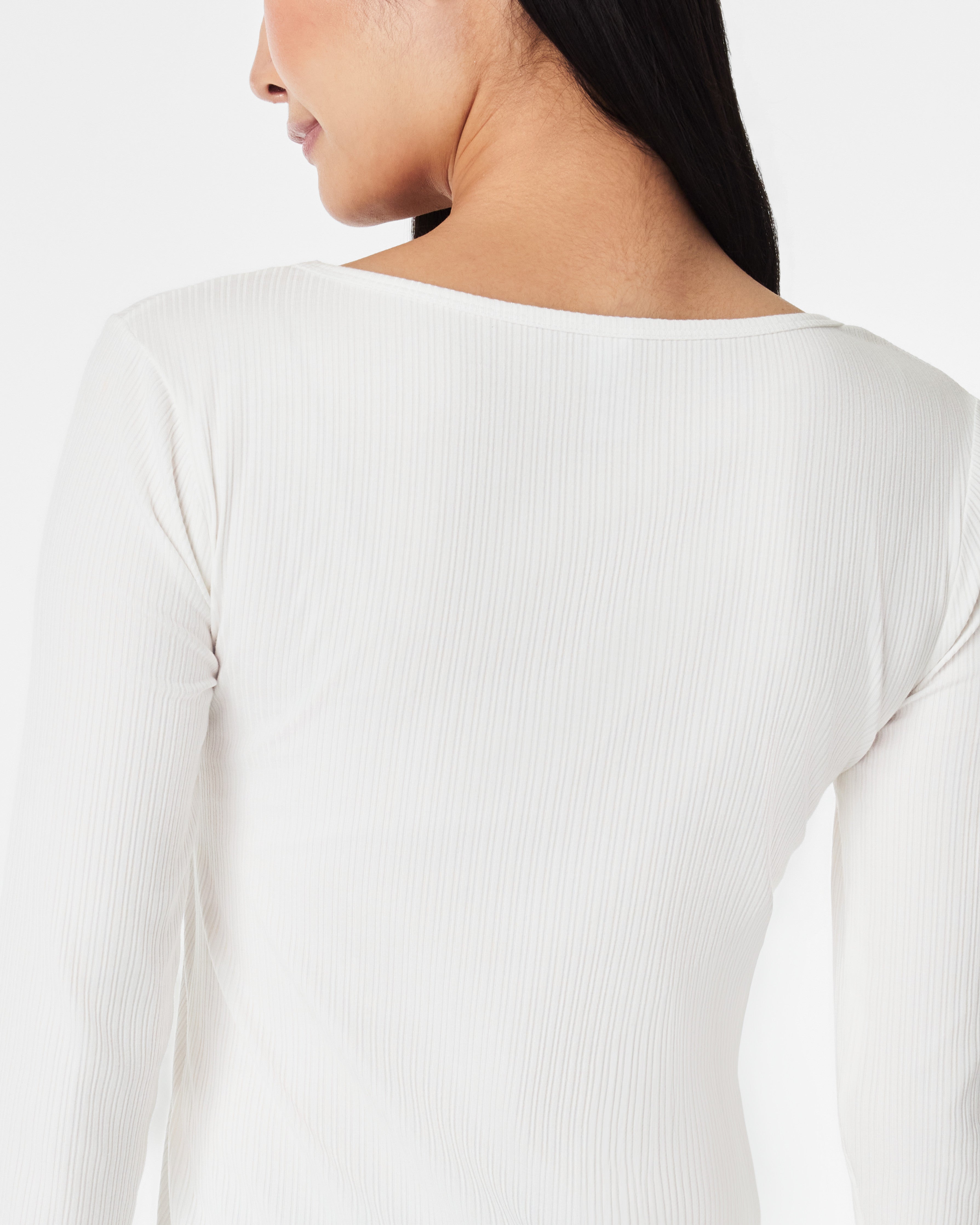 Stretch Rib Long-Sleeve Top | Powder
