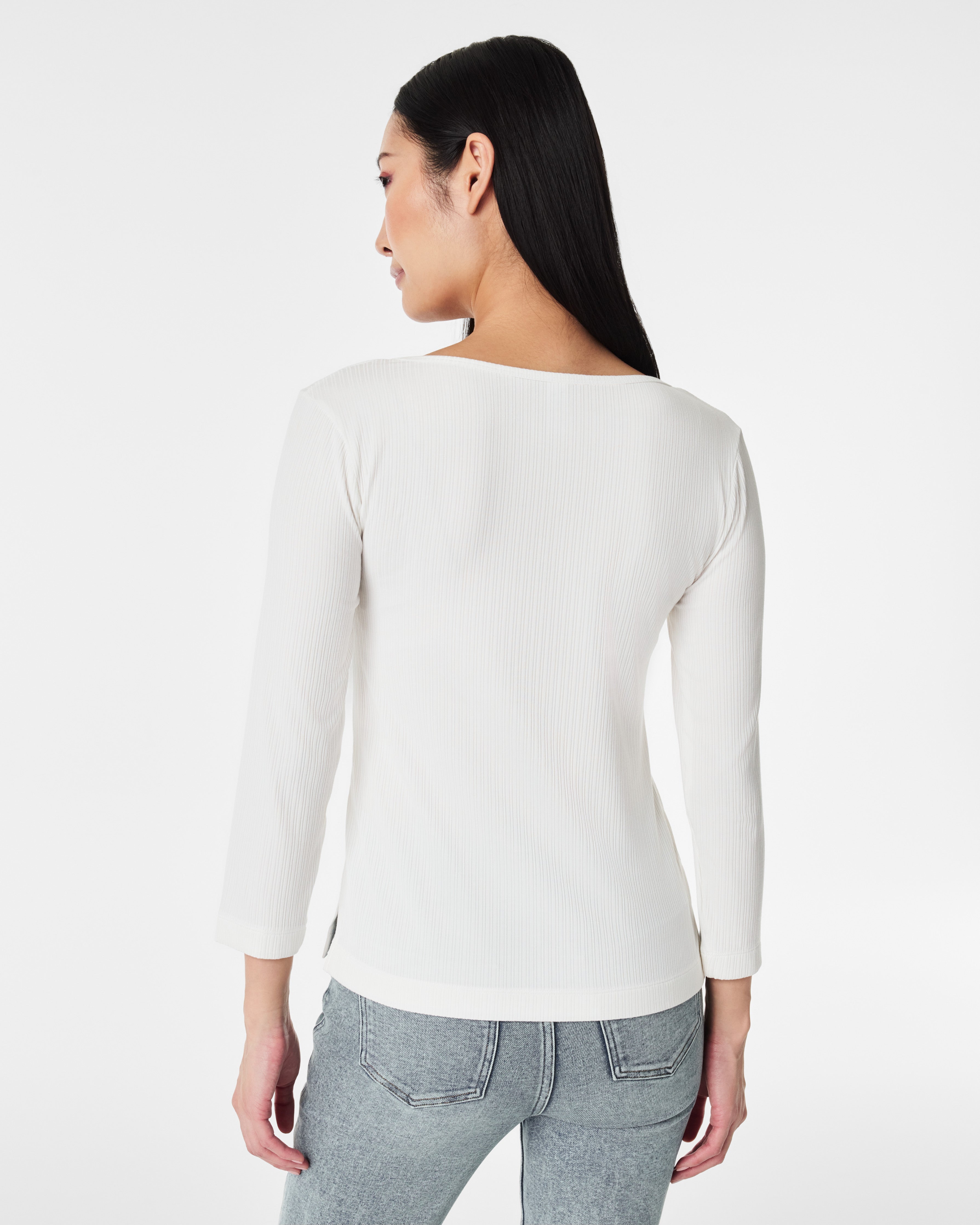 Stretch Rib Long-Sleeve Top | Powder
