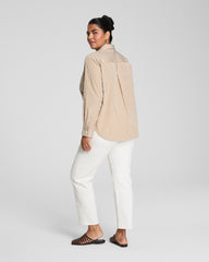 SPANX® Poplin Oversized Button-Up Shirt | Porcelain/Flax