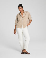 SPANX® Poplin Oversized Button-Up Shirt | Porcelain/Flax