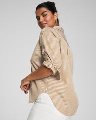 SPANX® Poplin Oversized Button-Up Shirt | Porcelain/Flax