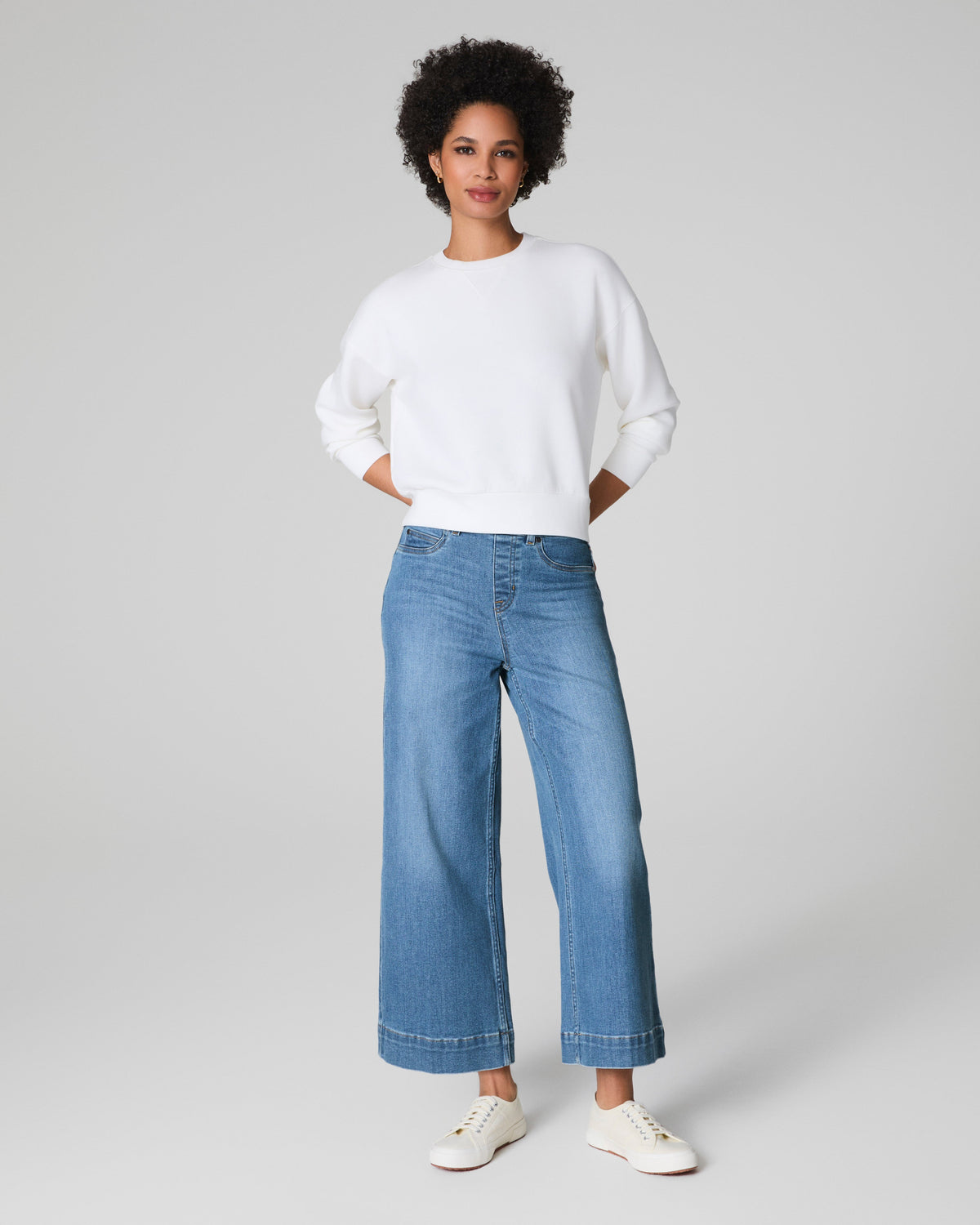 SPANXshape™ Original EveryWear Cropped Wide Leg Jeans | Stonewashed Blue
