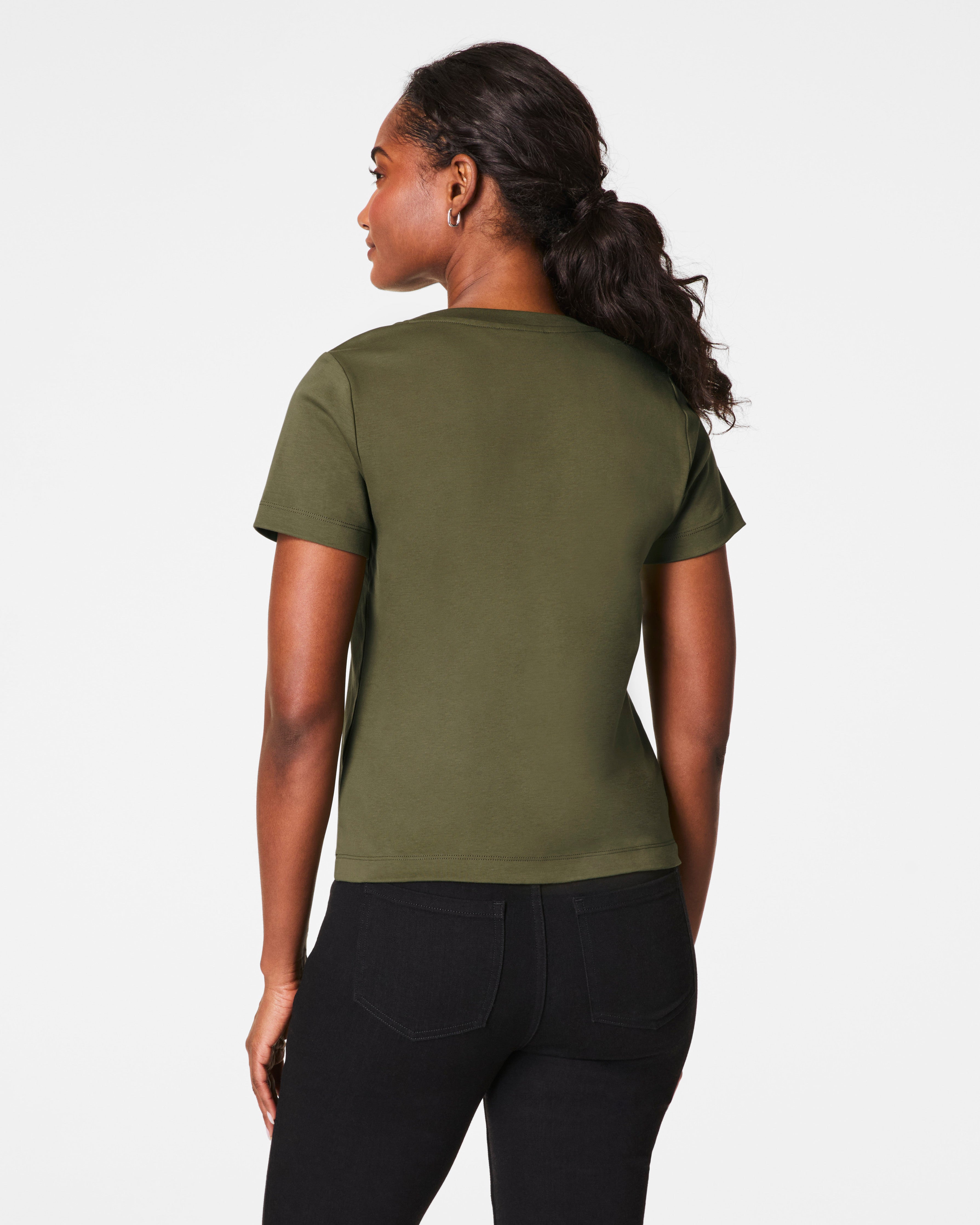 SPANX® Cotton V-Neck Tee | Dark Pine