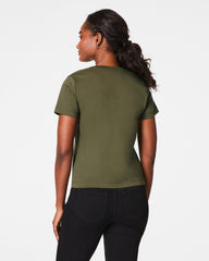 SPANX® Cotton V-Neck Tee | Dark Pine