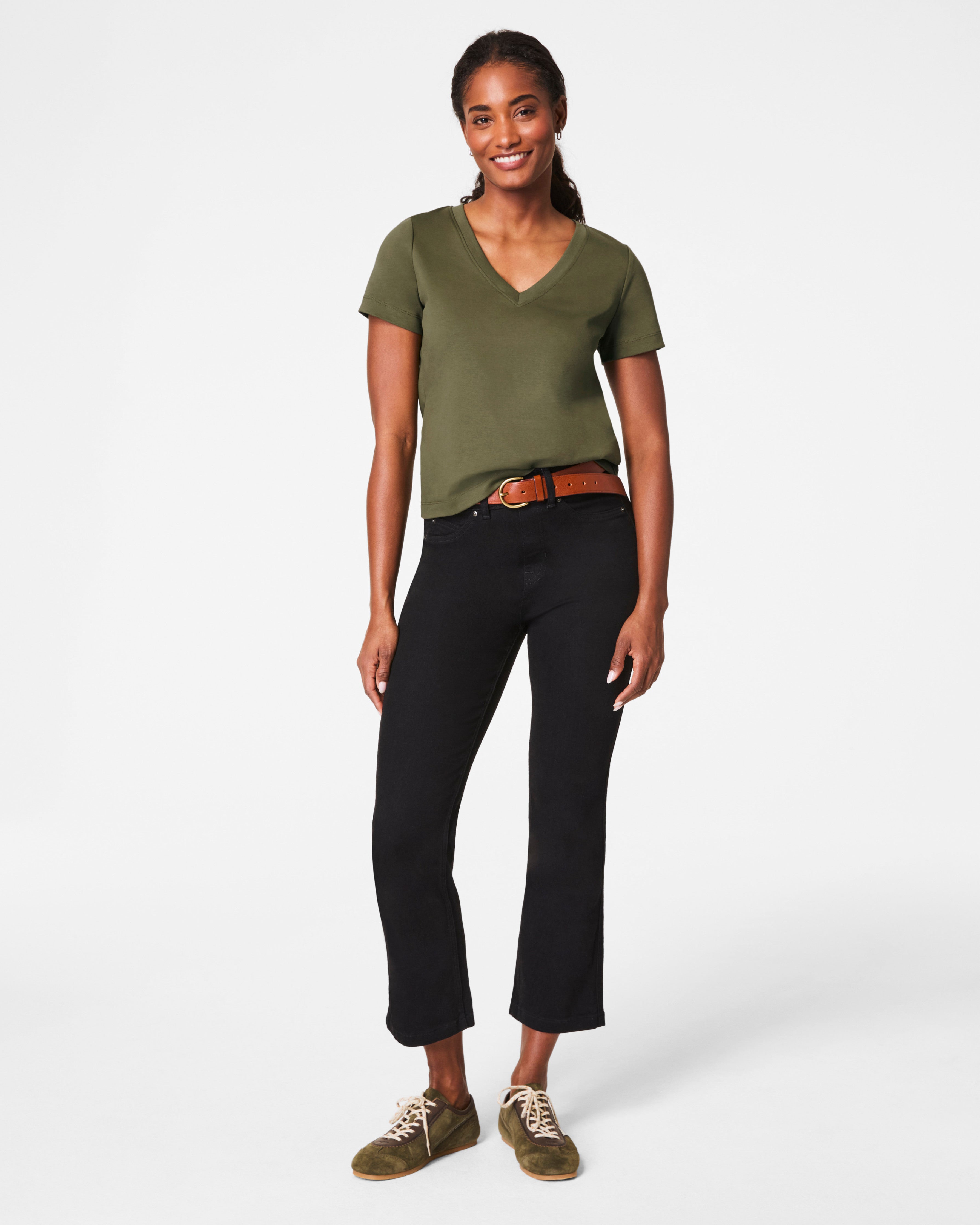 SPANX® Cotton V-Neck Tee | Dark Pine