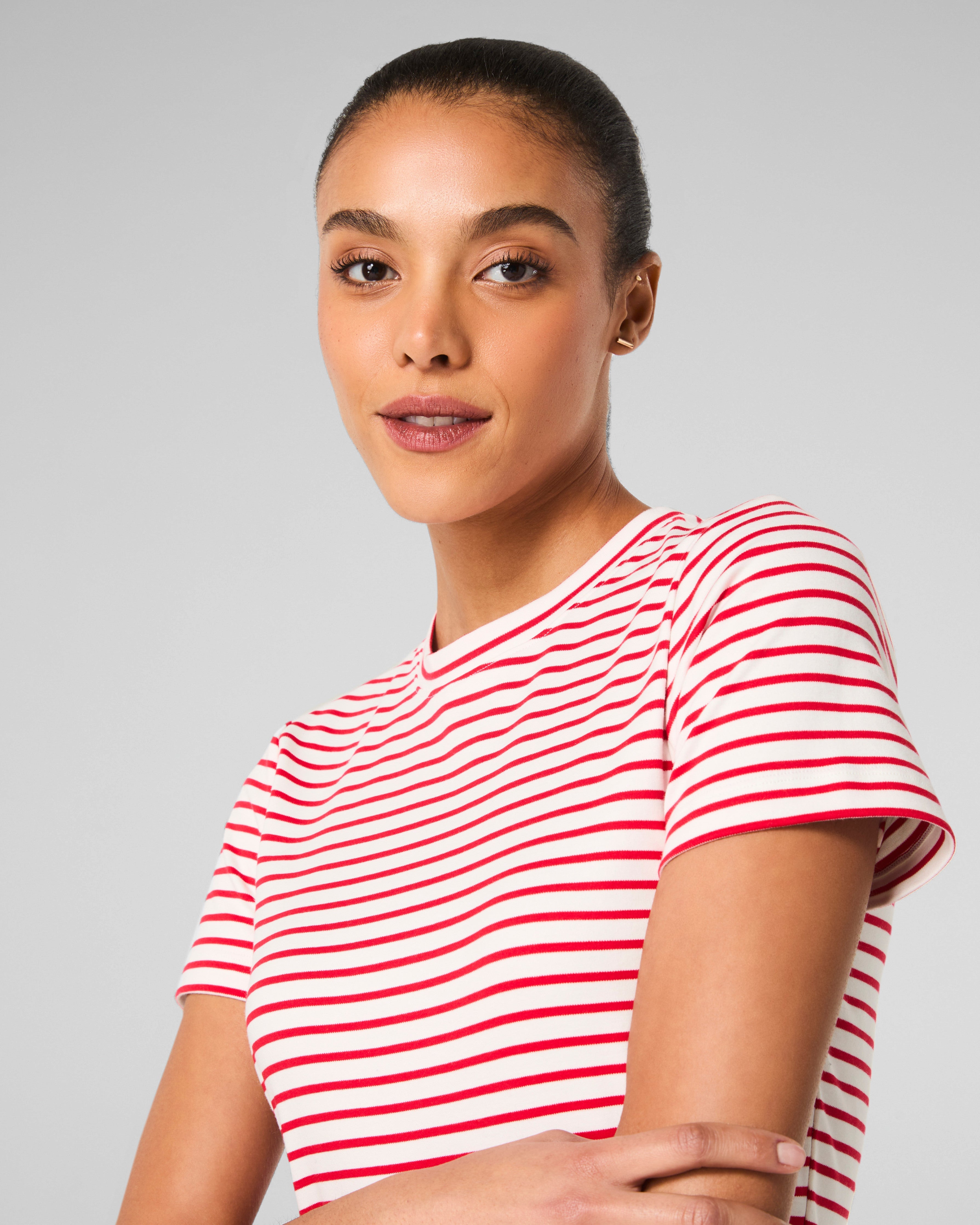 SPANX® Cotton Crewneck Tee | Spanx Red Stripe